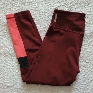 Zella Sz Small Burgundy and Coral Active Leggings